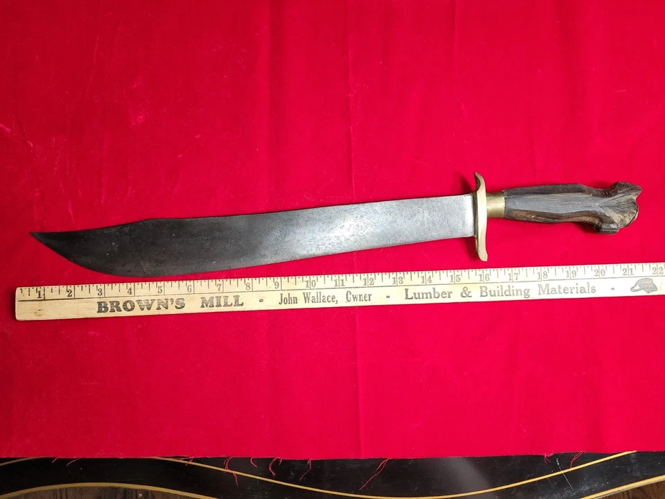 Vtg WW2 NEGRITO 21"L 15.5" Blade Philippine Bolo Carved Handle Machete Sword.OBO - Image 4 of 4
