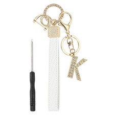 Leather Wristlet Keychain, Letter K Keychains