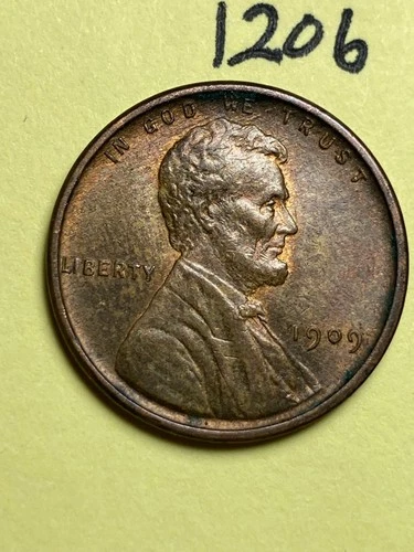 1909-VDB LINCOLN WHEAT CENT, VERY HIGH GRADE!, XF-AU #1206