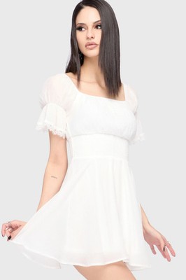 Killstar Celestial Night Off The Mini Dress Womens Puff Sleeve Goth Alternative