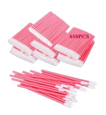 650PCS Disposable Lip Gloss Applicators – Pink Makeup Brush Wands Kit