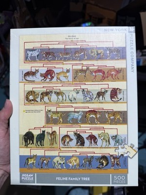 New York Puzzle Company Feline Family Tree 500-Piece Animals Cardboard Puzzle