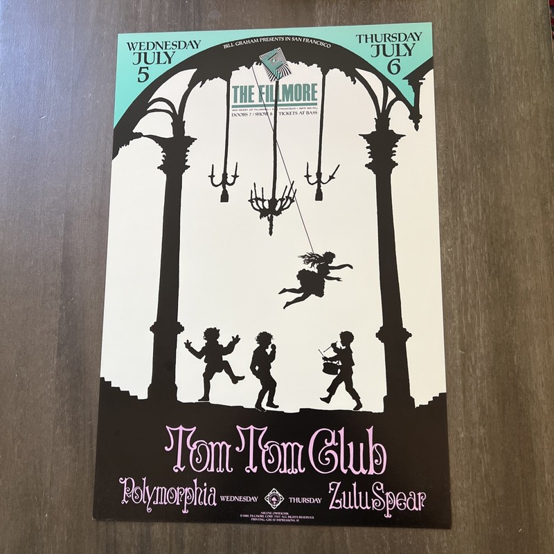 TOM TOM CLUB Fillmore 1989 CONCERT POSTER Polymorphia Zulu Spear TALKING HEADS