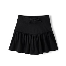 The Childrens Place Girls Black Ruffle Skort Pull On Knit Skirt with Shorts