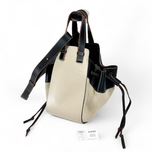 Loewe Hammock Mini Drawstring Bag Black/Beige Compact Crossbody