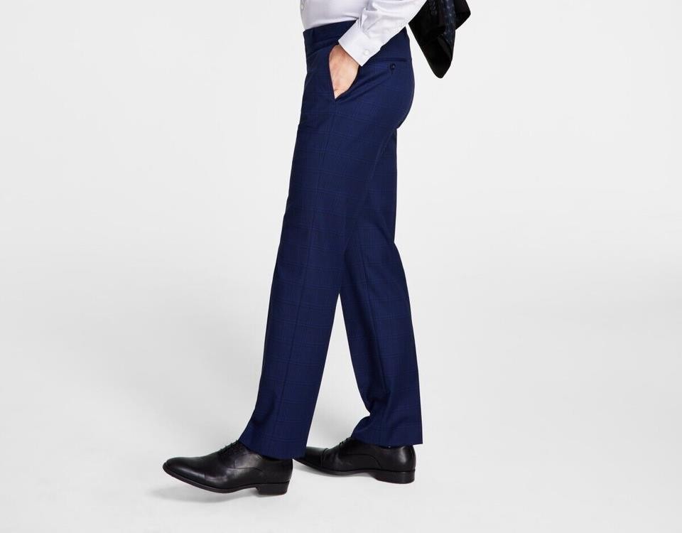 Michael Kors Men's Classic Fit Navy Plaid Pants 36 X 30 New MVNNPXQX0463
