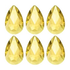 K9 Crystal Teardrop Pendants Oval Beads, 6 Pack 38mm, Golden