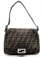 Auth Fendi Mamma Bucket Zucca Canvas Leather Brown Shoulder/Hand Bag NS021172