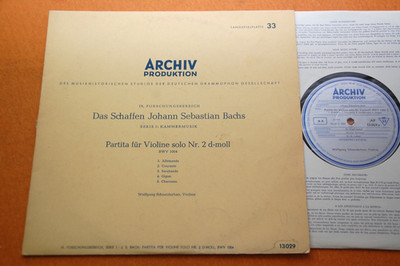 Schneiderhan Bach Solo Violin Partita No.2 DGG Archiv 13029 AP 10'' LP 6/62 EX/NM