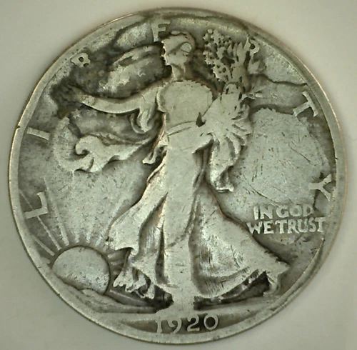 1920 D Half Dollar Silver Walking Liberty Very Good 50 Cents Walker VG 50c Coin