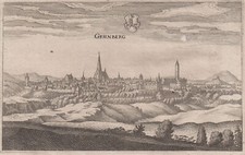 Gr&uuml;nberg Original Kupferstich Merian 1646