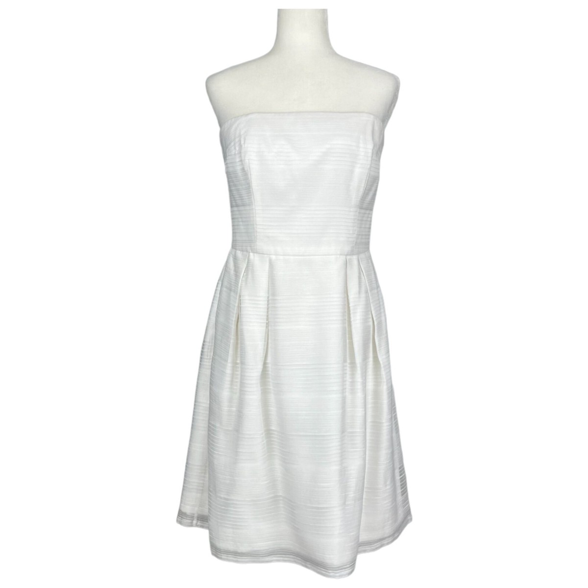 White House Black Market Strapless Dress White Fit Flare Pockets WHBM size 8 | eBay White House Black Market Strapless Dress White Fit Flare Pockets WHBM size 8 | eBay