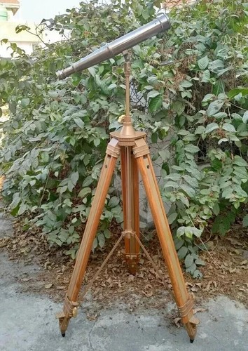 Maritime Vintage Brass Binoculars on Elegant Nautical Floor Tripod Stand Antique - Picture 6 of 9