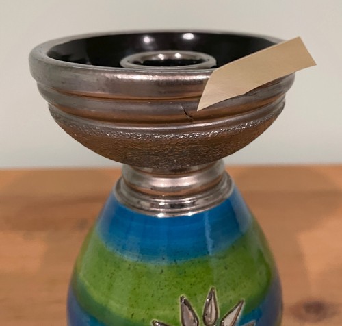 VINTAGE BITOSSI CANDLE HOLDER ALDO LONDI MID CENTURY MODERN ITALIAN POTTERY BLUE - Picture 9 of 12