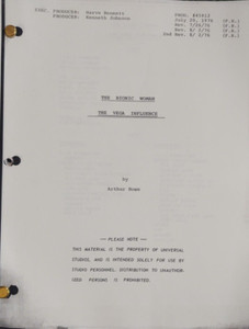 Classic Script The Bionic Woman The Vega Influence Richard Anderson Notes copy