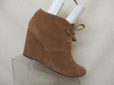 Dolce Vita Brown Suede Fashion Wedge Ankle Boots Booties Size 10 M