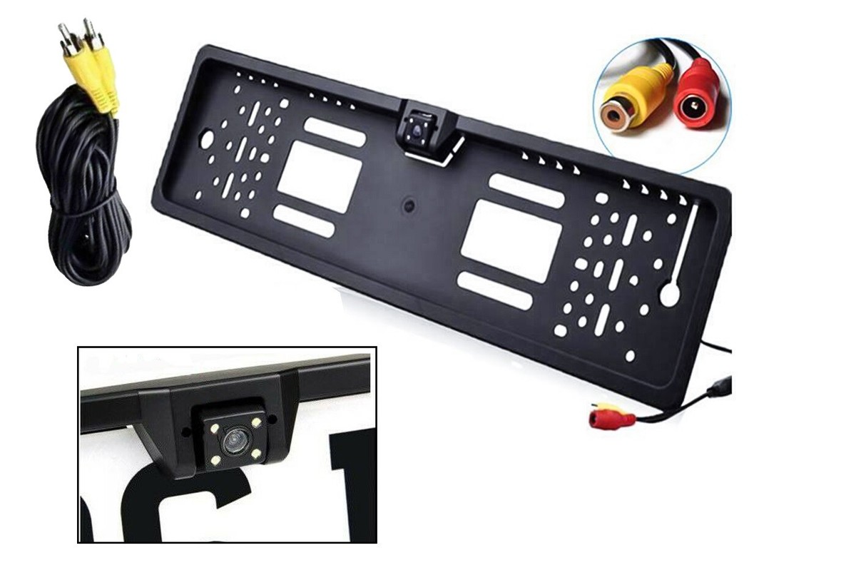 Kit Porta Targa Con Telecamera A 4 LED Per Retromarcia | Telaio Europeo 520x120 Mm | Visione Notturna