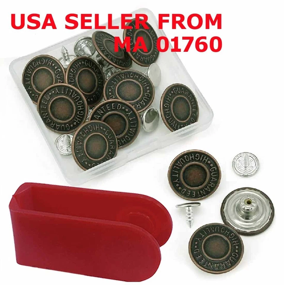 0.79in (20mm) No-Sew Replacement Jean Tack Buttons w/ Free Setter Tool 12 CT. - Image 2 of 4