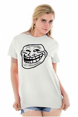 Troll Face Smiley Internet Funny Meme Gift Womens or Mens Crewneck T Shirt  Tee