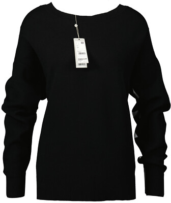 NEU! comma Damen Pullover mit Wording-Detail, schwarz, 46