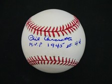 PHIL CAVARRETTA SIGNED BASEBALL WITH M.V.P. 1945 #44 INSCRIPTION JSA COA *B1072