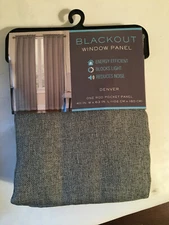 Blackout Window Panel Rod Pocket Panel, 40" by 63", Denver, Grey