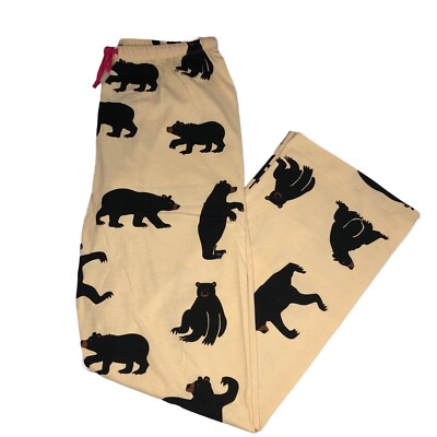 Little BLue House Hatley Women's PJ Pajama Lounge Pants ''Black Bears on Natural 