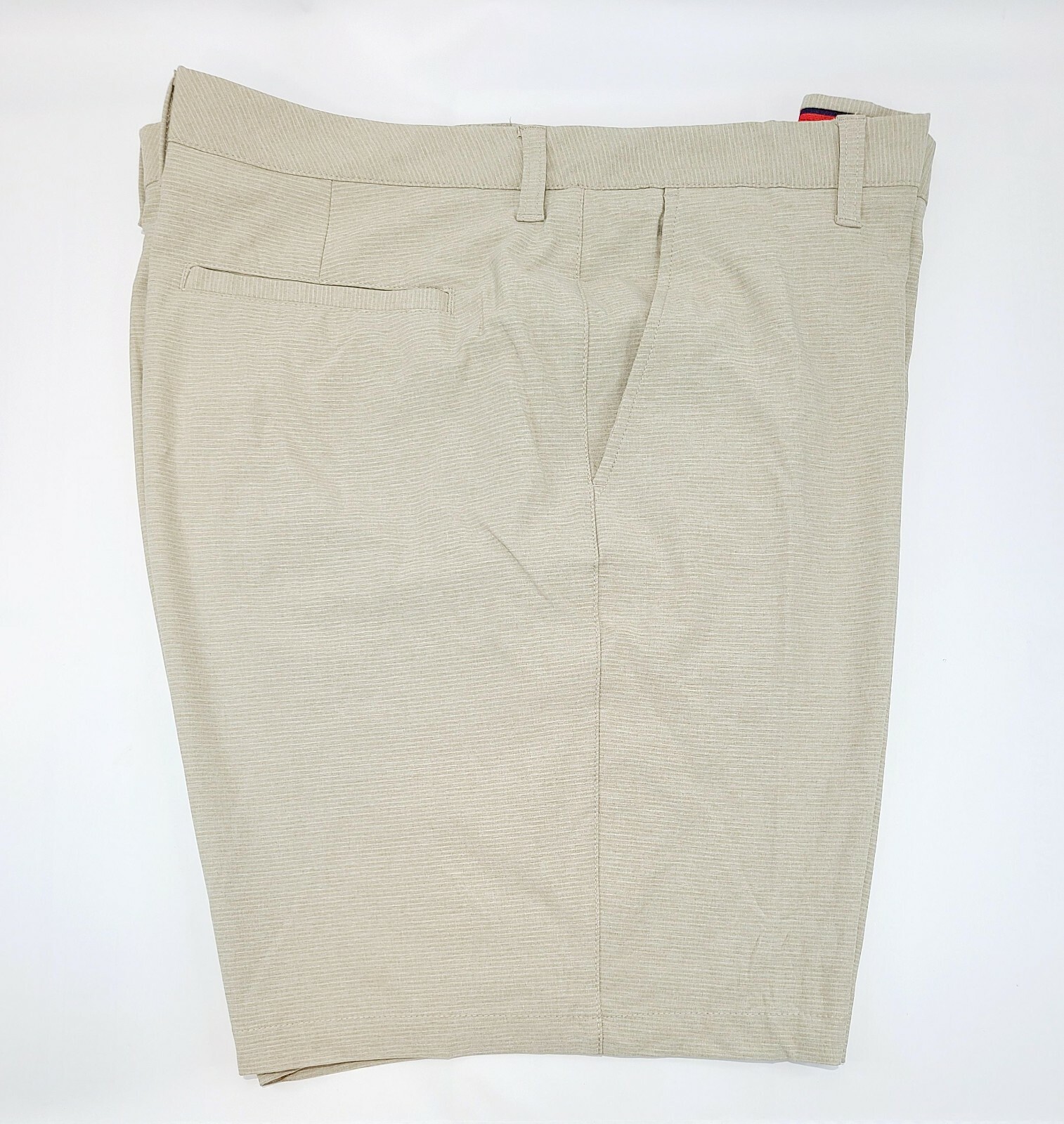 Men's Above Knee Stripe Walk Short Beige Stretch Moisture