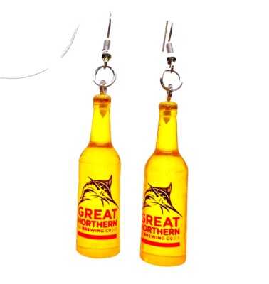 3D Drinks Beer Wine Alcohol Liquor Whiskey Fun Party Bottles Earrings   w/ BAG