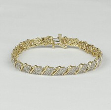 Gorgeous 10k Yellow  White Gold, 2.0 Carat Diamond Tennis Bracelet 7"