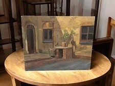 Pittura vintage - scena architettura casa di campagna - 51 cm per 41 cm