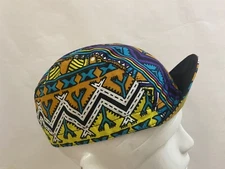 CYCLING CAP 100% COTTON KENTE PRINT   HANDMADE IN USA, S M L