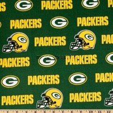 BTHY NFL Green Bay Packers Green Yellow Cotton Fabric By The Half Yard 6317-D