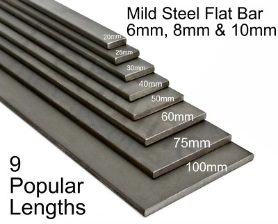 Mild Steel FLAT BAR 6mm 8mm & 10mm UK Trade Metal Supplier Band Saw Cut Lengths