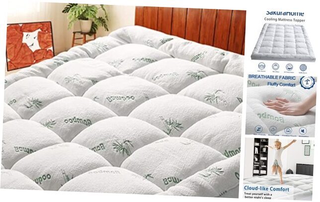 Mattress Topper Size, Cooling Extra Thick Breathable Viscose Made Queen White