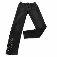 Levi s 721 High Rise Skinny Stretch Faded Black Jeans Studded Women s Size 26x27