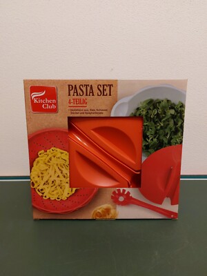 Kitchen Club Pasta Set 4 teilig Sieb Schüssel Deckel Spaghettikralle