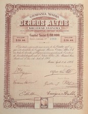 MEKSYK M/64 🇲🇽 CÍA MINERA CERROS ALTOS, acción de $20 pesos de 1906 (GUERRERO)