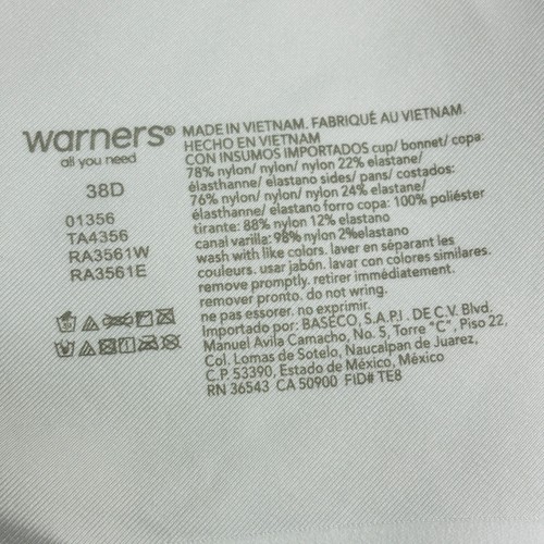 Warners No Side Effects Bra 38D Underwire Satin Padded Back Smoothing 01356 - Picture 6 of 6