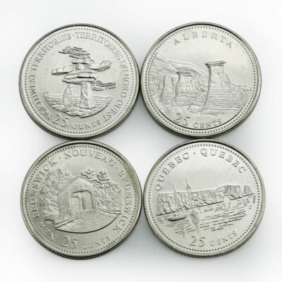 Canada 25 cents Set of 12 coins 125 Years of the Confederation