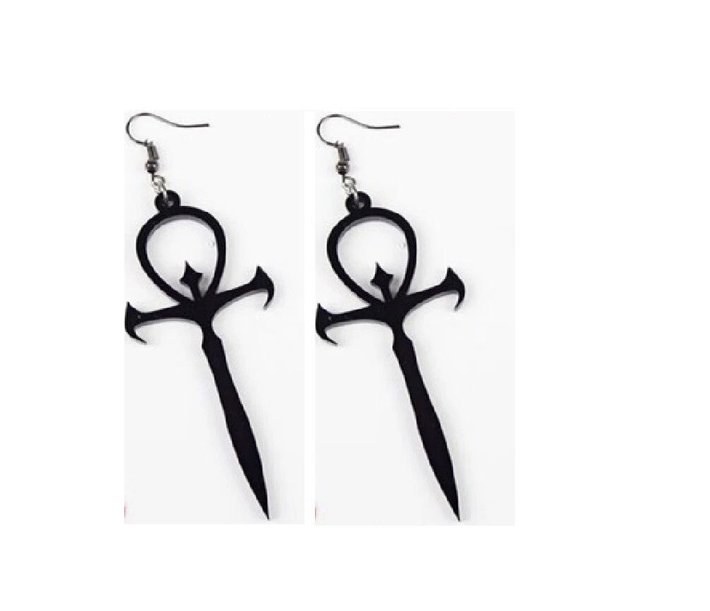 Black ankh earrings outlet