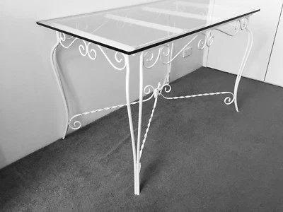 Stunning French Provincial Wrought Iron Ladies Writing Desk Glass Stunning French Provincial Wrought Iron Ladies Writing Desk Glass