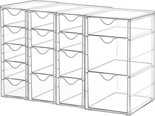 Vtopmart Acrylic Organizer with 16 Drawers 4 Set,Clear Storage Drawers for and