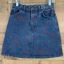 Vintage 1980's Lee Panted Denim Jean Mini Skirt Junior Sz 14 24  Waist