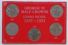 1947 1948 1949 1950 1951 KING  GEORGE VI  HALF CROWN COIN COLLECTION SET