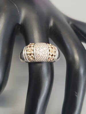 Gabrielle Bruni Designer 14K Yellow Gold 925 & Diamond Floral Engraved Ring Sz 7