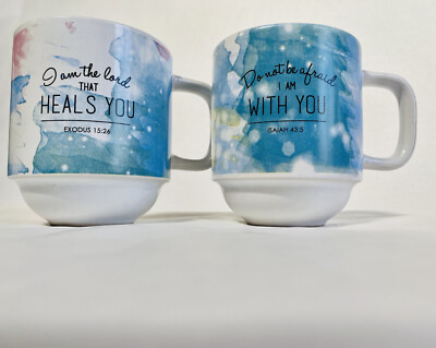 Set Of 2 Lets Dine SCRIPTURE COFFEE MUGS ''Don t Be Afraid, The Lord Heals''