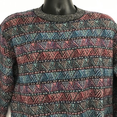 MISSONI Sport Vintage Men's Wool Blend Crewneck Multi Color