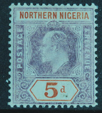 Northern Nigeria 1907 5d chalky paper SG 24b Mint hinged cat £40
