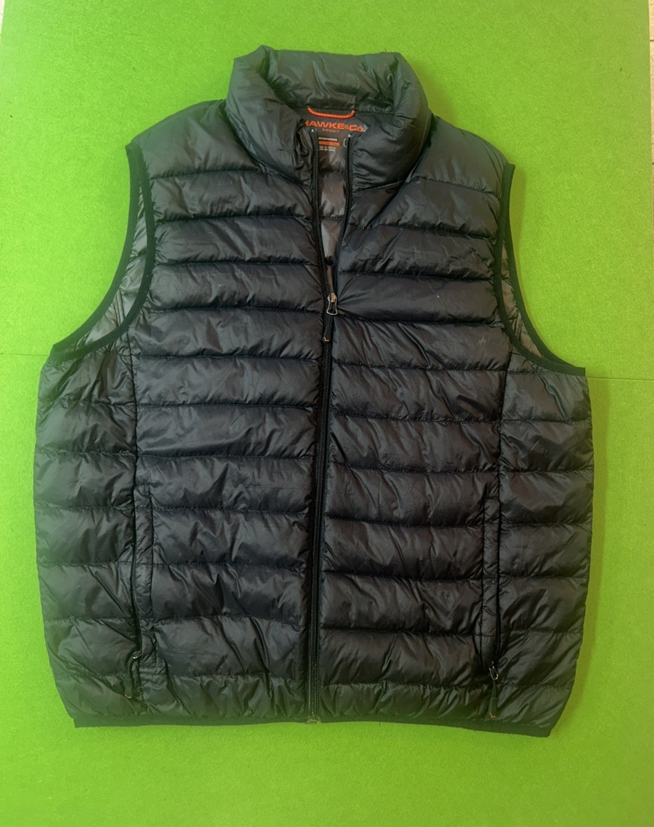 HAWKE & CO SPORT Puffer Vest Lightweight Down Fill Black Size L 